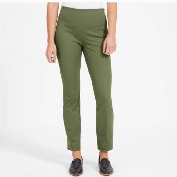 Everlane The Side-Zip Stretch‎ Ponte Crop Cotton Pants In Green Size 2 - Picture 2 of 12